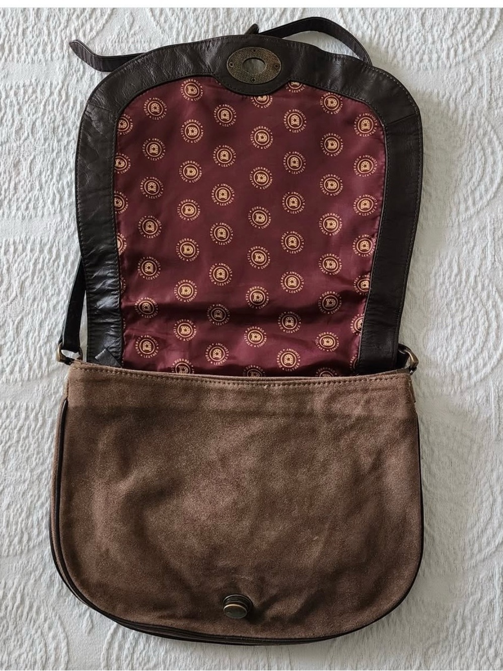 Durango Brown Suede & Dark Brown Leather Crossbody Bag - Picture 4 of 4